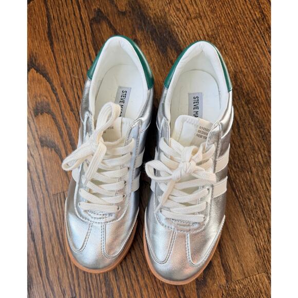 Steve Madden Hudsin Silver, Green, and White Sneakers Size 9 - Picture 9 of 10